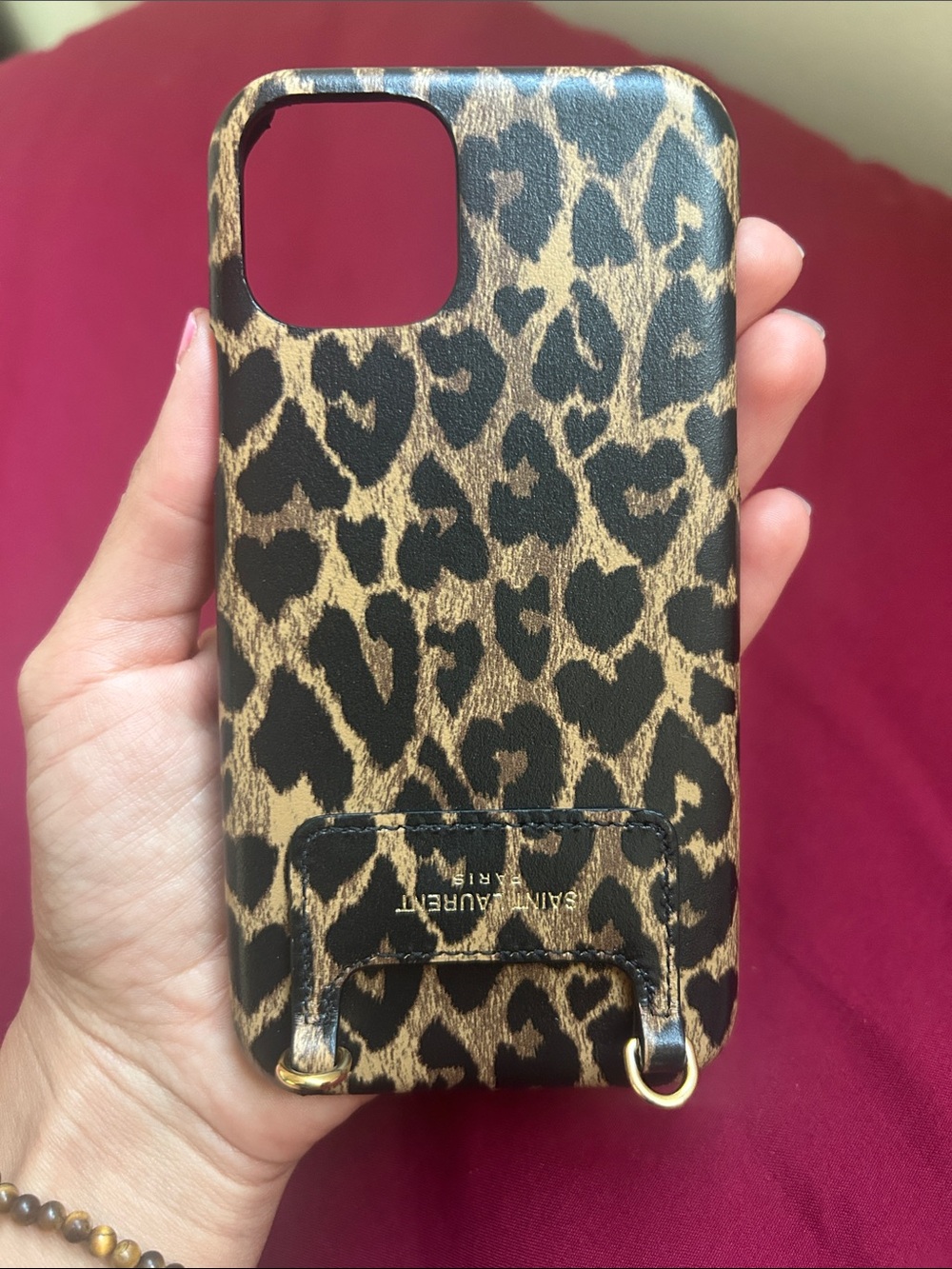 Yves Laurent Leopard-Print Leather iPhone 12 case